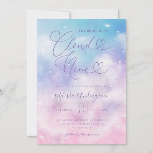 Cloud Nine Romantic Brautparty Einladung (Vorderseite)