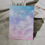 Cloud Nine Romantic Brautparty Einladung<br><div class="desc">Eine traumhafte und romantische Brautduscheinkarte mit Aquarellbildern lila,  rosa und blauer Himmel mit Wolken und Sternen. Im Text steht: "Die Braut ist auf Wolke neun."</div>