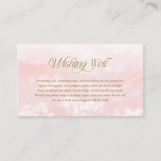 Cloud Nine Rosa Gold Moderne Cloud Wishing Well Begleitkarte (Vorderseite)