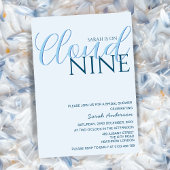 Cloud Nine Simple Typografy Blue Brautparty Einladung