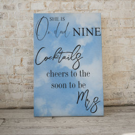 Cloud Nine Sky Blue Watercolor Brautparty Drink Poster