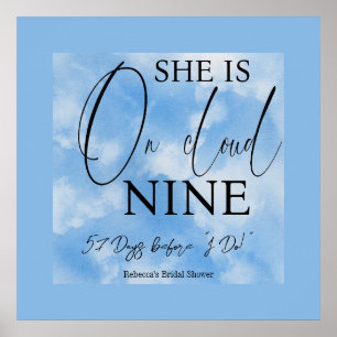 Cloud Nine Sky Blue Watercolor Brautparty Poster