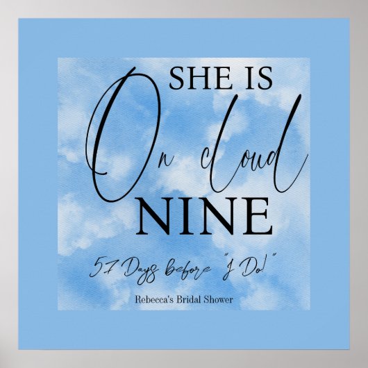 Cloud Nine Sky Blue Watercolor Brautparty Poster (Vorne)