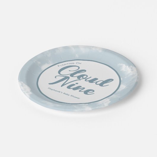 Cloud Nine Sky - Custom Baby Shower verfügbar Pappteller (Schrägansicht)