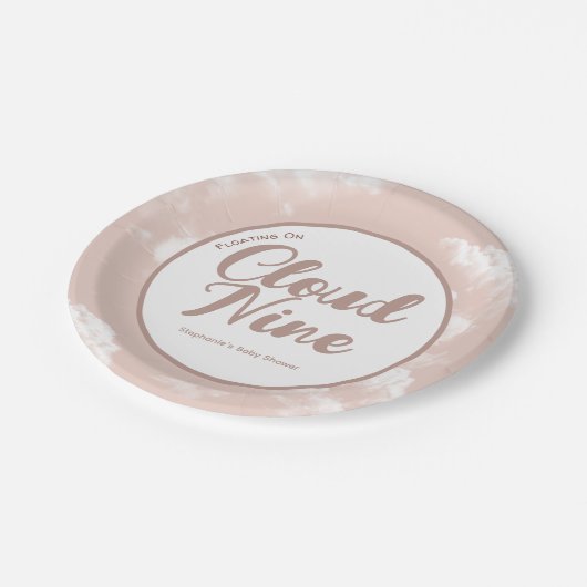 Cloud Nine Sky - Custom Baby Shower verfügbar Pappteller (Schrägansicht)