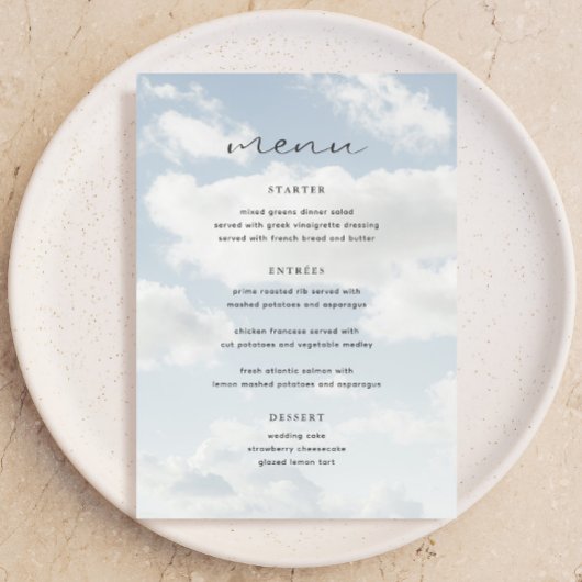 Cloud Nine Theme Cloud 9 Brautparty Bar Menu Menükarte