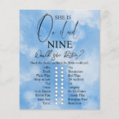 Cloud Nine Watercolor Sky Blue Brautparty Game (Vorderseite)