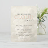 Cloud Nine Weiße Wolken Brautparty Einladung (Stehend Vorderseite)