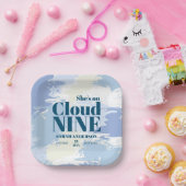Cloud Nine Whimsical Künstlerisch Blue Brautparty Pappteller (Party)