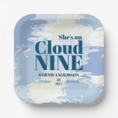 Cloud Nine Whimsical Künstlerisch Blue Brautparty Pappteller (Vorderseite)