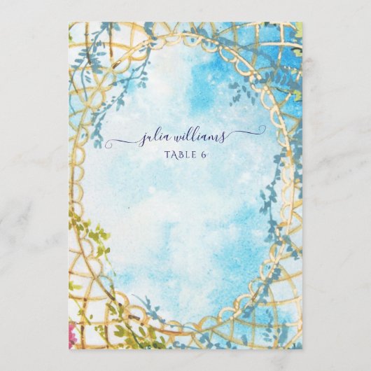 Cloud Nine Whimsical Rokoko Revival Brautparty Menükarte (Rückseite)