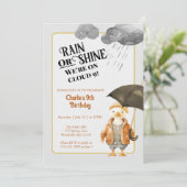 Cloud Nine Woodland Animal Ninth Birthday Einladung (Stehend Vorderseite)