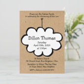 Cloud on a String Baptising Christening Einladung (Stehend Vorderseite)