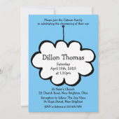 Cloud on a String Christening Baptisse Einladung (Vorderseite)