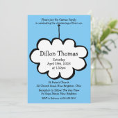 Cloud on a String Christening Baptisse Einladung (Stehend Vorderseite)