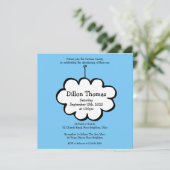 Cloud on a String Christening Invasion Einladung (Stehend Vorderseite)