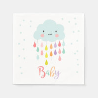 Cloud Paper Napkin Baby Sprinkle Raindrops Dusche