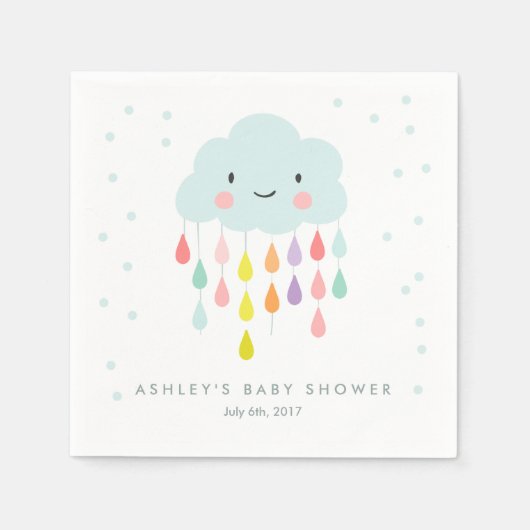 Cloud Paper Napkin Baby Sprinkle Raindrops Dusche Serviette (Vorderseite)