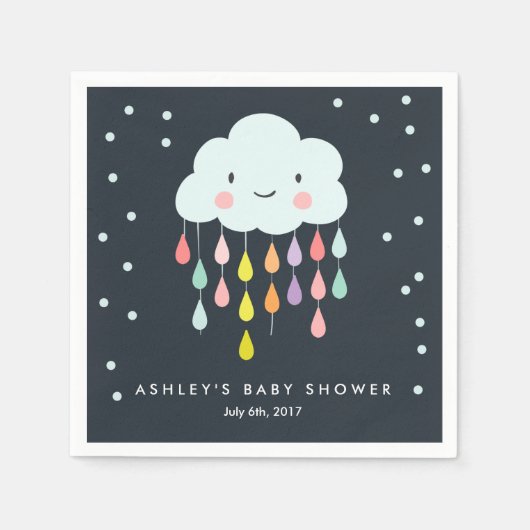 Cloud Paper Napkin Baby Sprinkle Raindrops Dusche Serviette (Vorderseite)