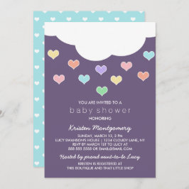 Cloud & Pastel Hearts | Lila Babydusche Einladung