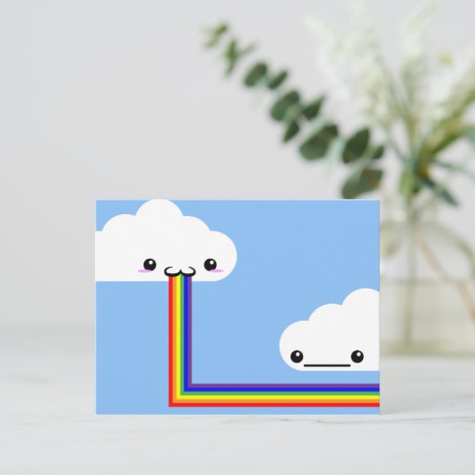 Cloud Puff Rainbow Card Postkarte (Stehend Vorderseite)