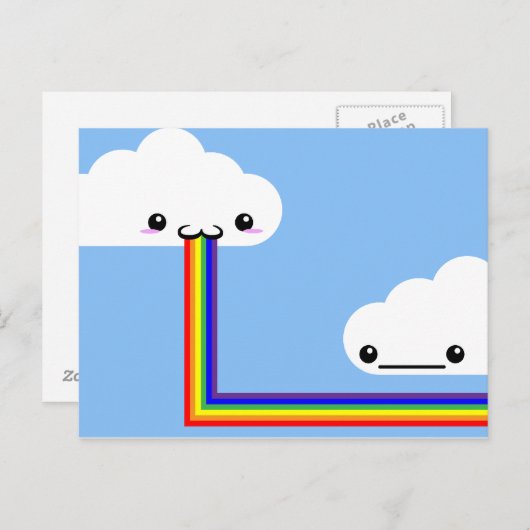 Cloud Puff Rainbow Card Postkarte (Vorne/Hinten)