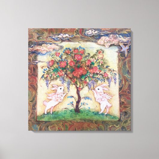 "Cloud Rabbits Tree"プレミアムキャンバスプリント Leinwanddruck (Vorderseite)