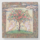 Cloud Rabbits & Tree of Life Steinuntersetzer (Vorderseite)