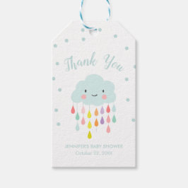 Cloud Raindrops Regenbogenneutral Danke Junge Geschenkanhänger