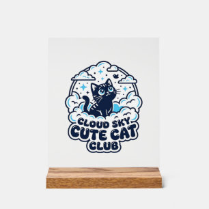 Cloud Sky Süße Katze Haustierliebhaber-Shirt Kunst Acrylschild