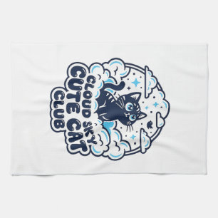 Cloud Sky Süße Katze Haustierliebhaber Shirt Kunst Geschirrtuch