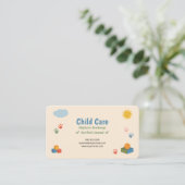 Cloud & Smiling Sun - Kinderbetreuung Visitenkarte (Stehend Vorderseite)