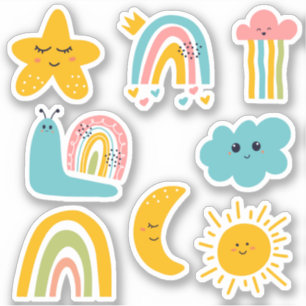 Cloud-Star-Regenbogen & weitere Zeichen für Kinder Aufkleber