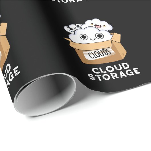 Cloud Storage Funny Weather Technology Puff Dark B Geschenkpapier (Rolleneckpunkt)
