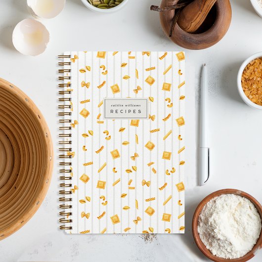 Cloud Stripe | Pasta Shapes Personalized Recipe Notizblock