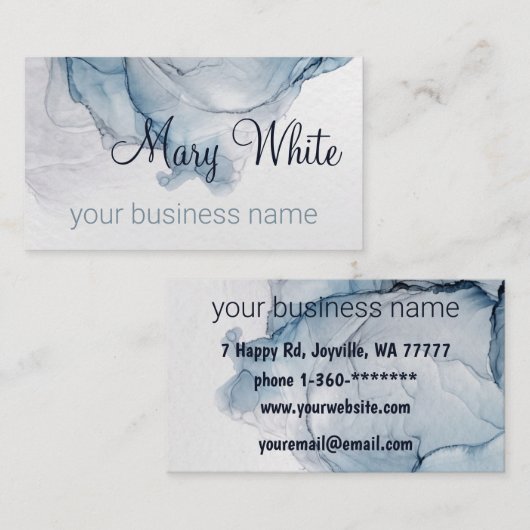 Cloud Swirl Trendy Modern Aqua Blue Dusty Grau Visitenkarte (Vorne/Hinten)