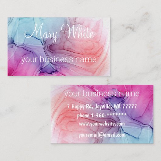 Cloud Swirl Trendy Modern Blue Peach Lila Visitenkarte (Vorne/Hinten)