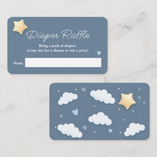 Cloud Theme Baby Shower Blue Diaper Raffle Begleitkarte (Vorne/Hinten)