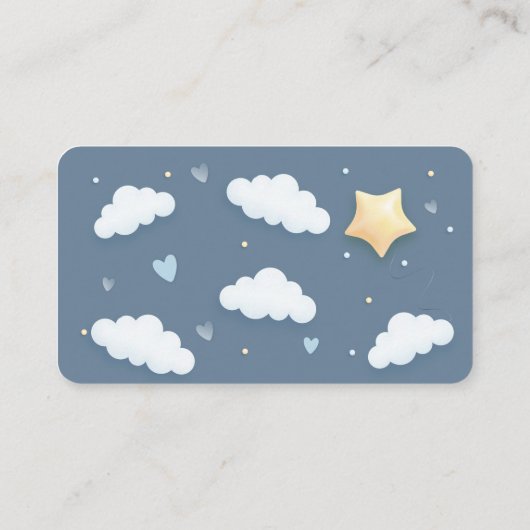 Cloud Theme Baby Shower Blue Diaper Raffle Begleitkarte (Rückseite)