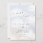 Cloud Themed Baby Dusche Blue Einladung (Vorderseite)