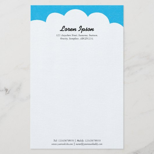 Cloud Top - Blau Briefpapier (Vorderseite)