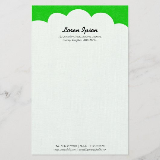 Cloud Top - Green Briefpapier (Vorderseite)