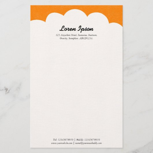 Cloud Top - Orange Briefpapier (Vorderseite)