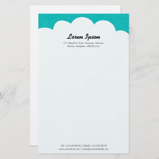 Cloud Top - Türkis Briefpapier (Vorne/Hinten)