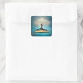 Cloud Tree & Open Book Quadratischer Aufkleber (Tasche)
