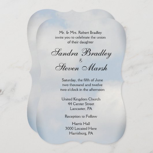 Cloud Wedding Einladungen (Vorne/Hinten)