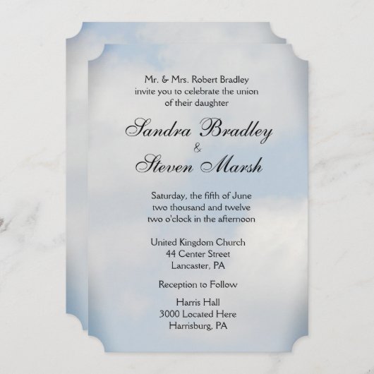 Cloud Wedding Einladungen (Vorne/Hinten)