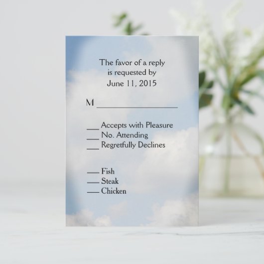 Cloud Wedding RSVP Karte (Stehend Vorderseite)