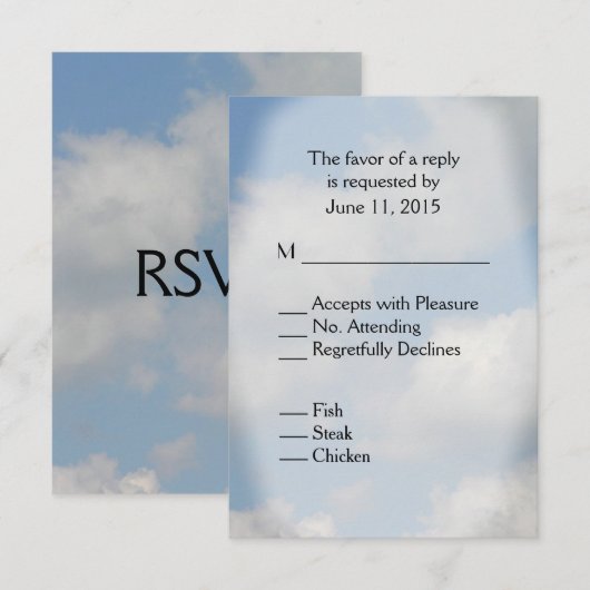 Cloud Wedding RSVP Karte (Vorne/Hinten)