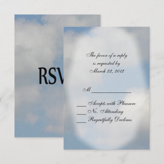 Cloud Wedding RSVP Karte (Vorne/Hinten)